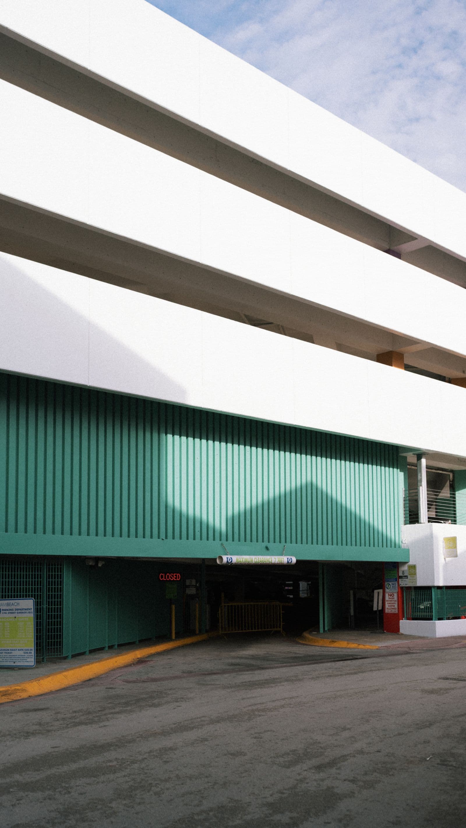 Clean modern parking garage exterior in the Florida sun